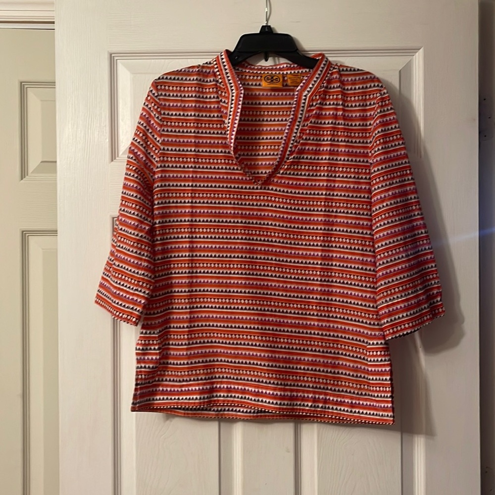 NWT Tory Burch Stephanie Tunic Top Size 12 Lightweight Elbow Sleeves